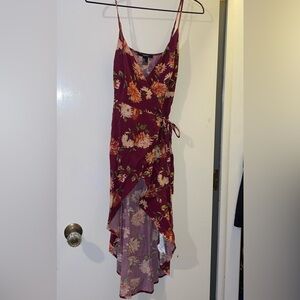 Floral Burgundy tie/wrap Dress